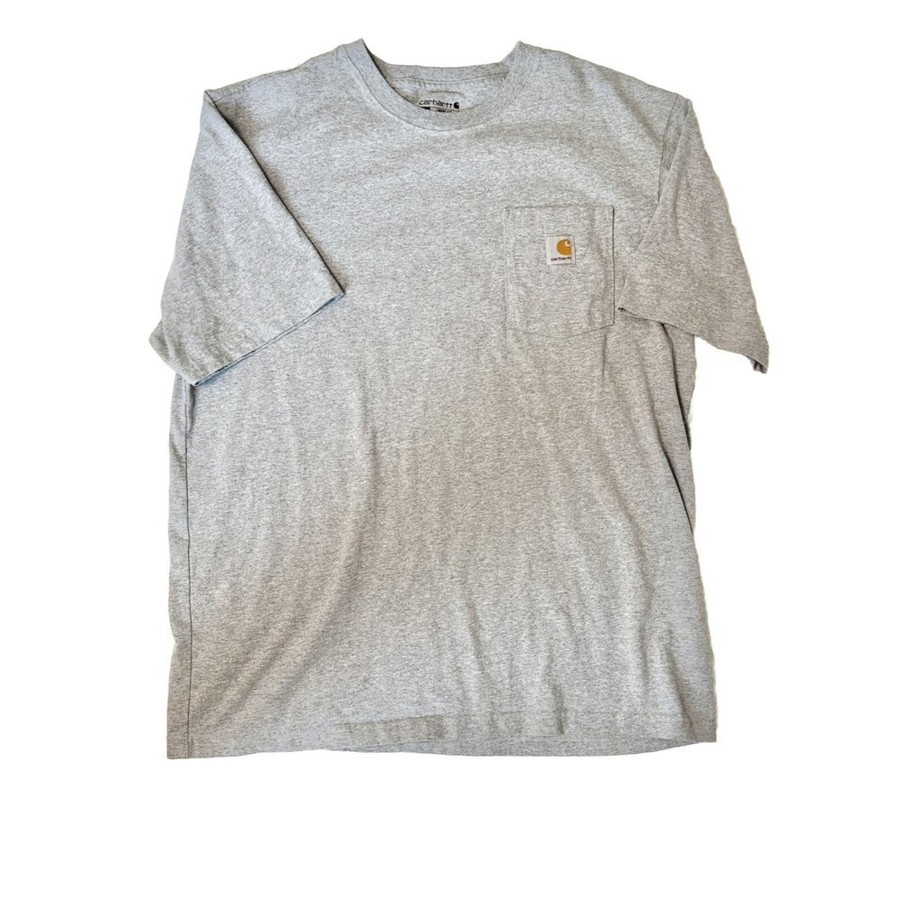 Carhartt Workwear Pocket Cotton T-Shirt Heather Grey Sz L Loose Fit Short Sleeve